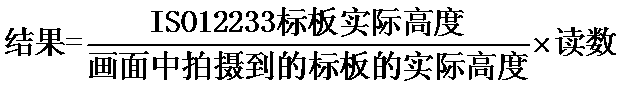 ISO12233測試卡的4:3區域過滿時換算結果